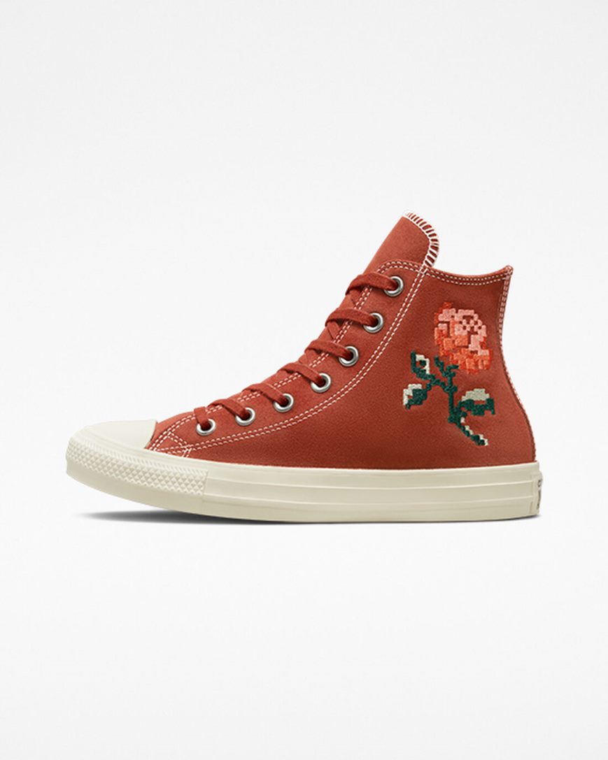 Tenisi Inalti Dama Converse Chuck Taylor All Star Embroidered Roses Portocalii | RO 13YLDV150